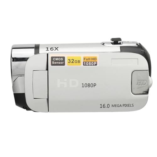 BROLEO Videorekorder, 16-facher Zoom, Digitalkamera mit 16 MP, mit 1/4-Zoll-Gewindeloch für die Aufnahme des Wachstums des Babys (Silber)