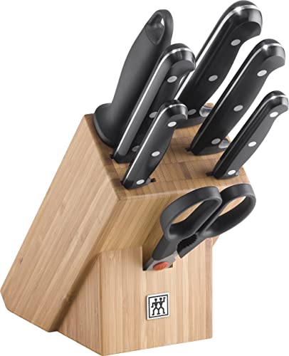 ZWILLING Messerblock, 8-tlg., Bambusblock, Messer aus rostfreiem Spezialstahl/Kuststoff-Griff, TWIN Chef