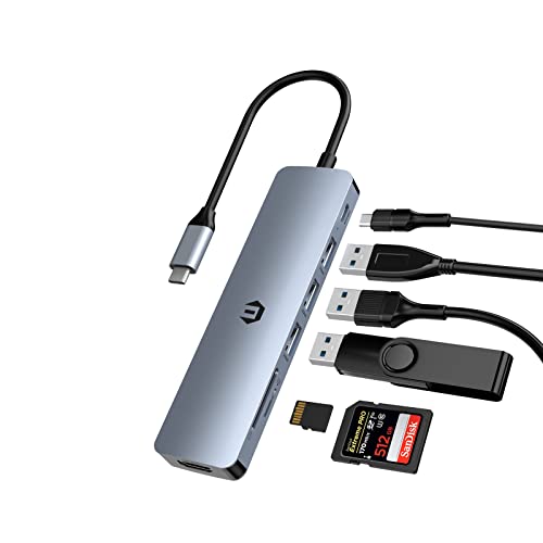 USB C HUB, USB C Adapter, 7 in 1 USB C Adapter 4K HDMI, 3 USB 3.0, 100W PD, SD/TF kompatibel mit MacBook, MacBook Pro/Air, Mac Mini, iMac MacPro