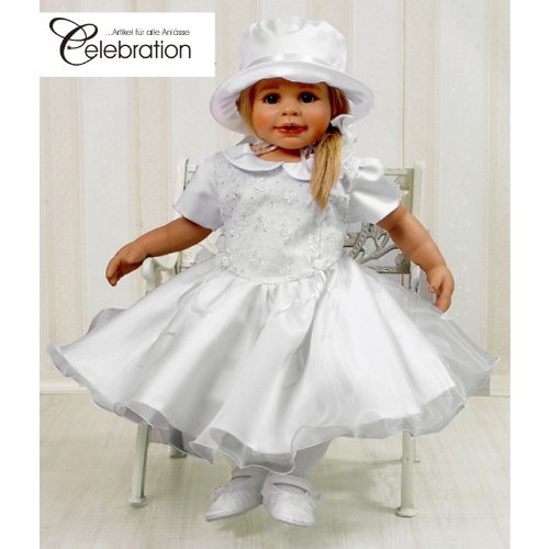 Taufkleid Babykleid Kleid weiß Set inkl. Hut Gr. 62 Modell 4297