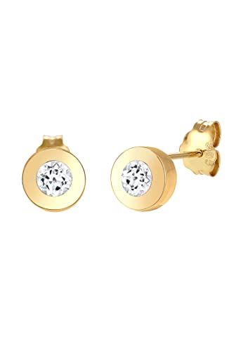 Elli Paar Ohrstecker Basic Zart Kreis Geo Topas Edelstein 585 Gelbgold