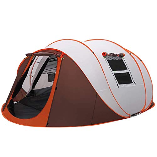 ZXGQF Pop Up Zelt, Wasserdicht Campingzelt Zelt 5 Fenster Doppelwandig Wurfzelt Shelter- Ventilationssystem, Moskitoschutz, für Familien (Khaki,280 * 200 * 120cm)