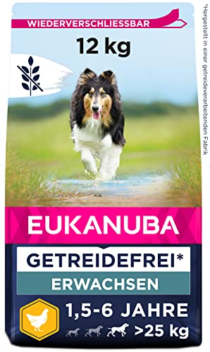 Eukanuba Hundefutter getreidefrei mit Huhn für große Rassen - Trockenfutter für ausgewachsene Hunde, 12 kg