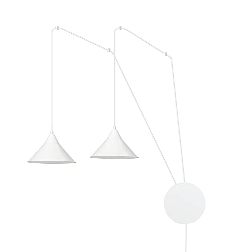 Licht-Erlebnisse Hängelampe Weiß mit Stecker Schalter Metall Modern Design flexibel FLEXIO Esstisch Wohnzimmer Lampe