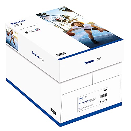 inapa Drucker-/ Kopierpapier tecno Star: 80 g/m², A4, 2.500 Blatt (5x500), weiß – Allround-Papier
