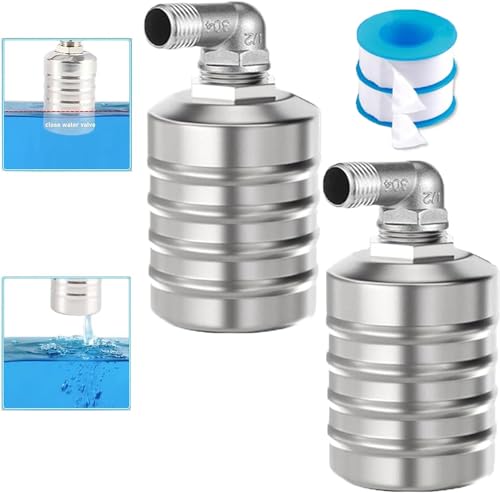 Scomeri Water Valve, Automatic Water Level Control Valve, 304 Stainless Steel Completely Automatic Water Level Control Floating Valve,1/2" 3/4" Water Float Valve,Float Valve for Water Tank (2/D)