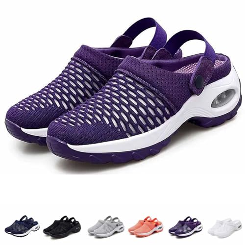 HFDHD Orthopädische Clogs für Damen, orthopädische Clogs für Damen mit Luftpolsterunterstützung, orthopädische Schuhe für Damen (Purple,8)