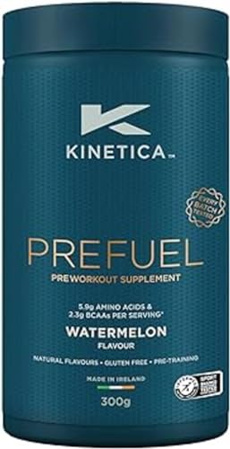 Kinetica PreFuel Pre-Workout Pulver Wassermelone 300g, Pre-Workout Booster für Sportler, Für die Anwendung vor dem Training, Zuckerfrei, Gute Löslichkeit u. reiner Geschmack
