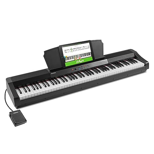 Alesis Recital Grand – 88-Tasten Digitalpiano mit gewichteten Graded Hammermechanik-Tasten in Originalgröße, 16 Keyboard Piano Sounds und eingebauten Lautsprechern