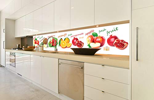 DIMEX LINE Küchenrückwand Folie selbstklebend FRÜCHTE Mix | Klebefolie - Dekofolie - Spritzschutz für Küche | Premium QUALITÄT - Made in EU | 350 cm x 60 cm