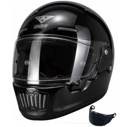 Retro Motorrad Integralhelm Moped Moto Racing Vintage Helm Unisex-Erwachsene Offroad-Helme DOT/ECE-geprüft,F,M
