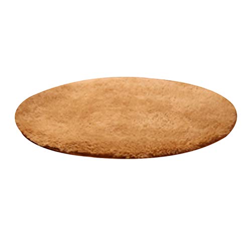 Teppich, weich, 120 cm, rund, flauschig, weich, rutschfest, für Schlafzimmer, Dekoration – Khaki