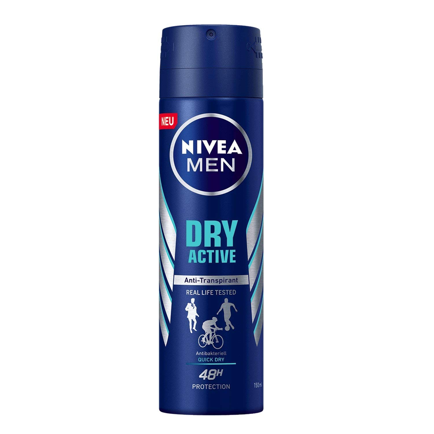 Nivea MEN dry active, Anti Transpirant 48h, 48h protection, Deo Spray, 4er Pack, (4x 150ml)