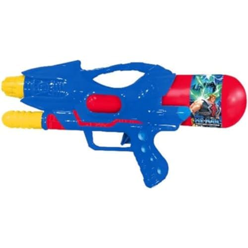 Grandi Giochi - He Man Tankpistole abnehmbar und 1 Wasserstrahl, 33 cm, Farbe Hellblau, Rot, HE00119