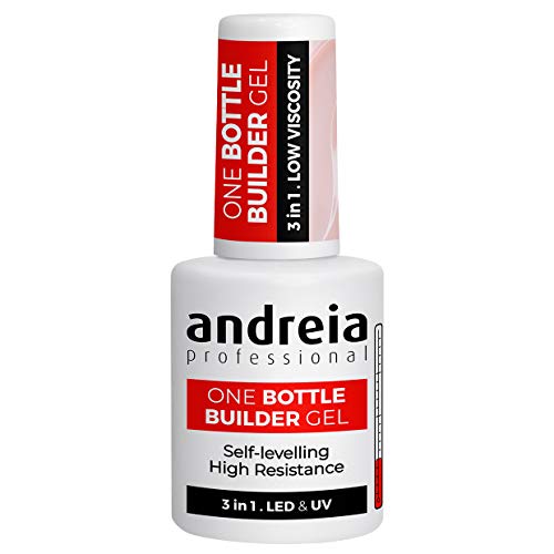 Andreia Professional Nagelgel-Aufbau für Nagelverstärkung - Dreiphasig 3 in 1 Niedrige Viskosität - LED & UV Aufbaugel in einer Flasche - Farbe Abdeckendes Nude 14 ml