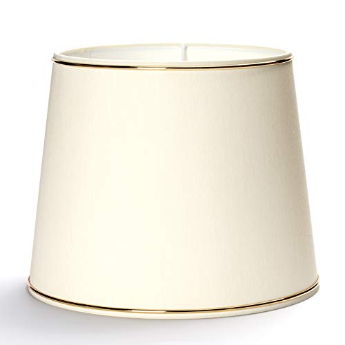 Ersatz Lampenschirm Stoffschirm creme mit Dekor Goldring Gold Schirm Aufnahme f. Fassung E27 Goldkante beige (25x20cm)
