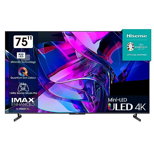 Hisense 75U7KQ 189cm (75 Zoll) Fernseher, 4K Mini LED ULED HDR Smart TV, Quantum Dot, 120Hz, HDMI 2.1, Game Mode Pro, Dolby Vision IQ & Atmos, Bluetooth, Alexa Built-in, Anthrazit [2023]