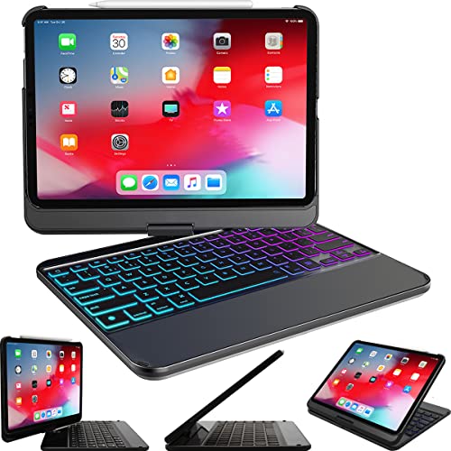 Snugg Tastatur für iPad 11 (2nd Gen - 2020) von kabellose, hintergrundbeleuchtete Bluetooth-Tastatur, Cover 360° drehbare Tastatur für Apple iPad 11 2020 -Schwarz