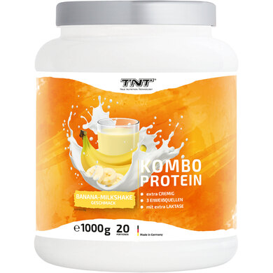 TNT Kombo Protein (1000g) • Protein Pulver mit 3 Eiweiß-Quellen • Extra cremig • Laktase für optimale Verträglichkeit (Natural)