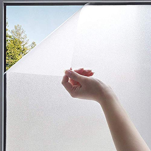 Fensterfolie Milchglasfolie Selbstklebend Sonnenschutzfolie Blickdicht Sichtschutzfolie Fenster Folie Anti-UV für Küche, Badezimmer und Büro (90 x 200 cm, Matt)
