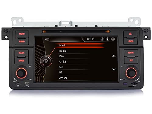 iFreGo 7 Zoll 1 Din Touchscreen Autoradio für BMW 3 E46, Autolink Radio, FM AM Radio GPSNavigation, DVD CD Player, Autoradio unterstützt Bluetooth 5.0 Lenkradsteuerung, SD RDS, Rückfahrkamera