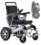 Broobey Tragbare elektrische Rollstühle für Erwachsene, leichter elektrischer Rollstuhl, Unterstützung 220 lbs, elektrisch motorisierter Klapp-Rollstuhl für Senioren, Silber