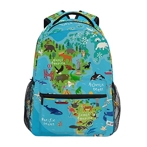 Rucksack mit Tier-Weltkarte für Jungen und Mädchen, Grundschule 2021925 - - EinheitsgröÃŸe