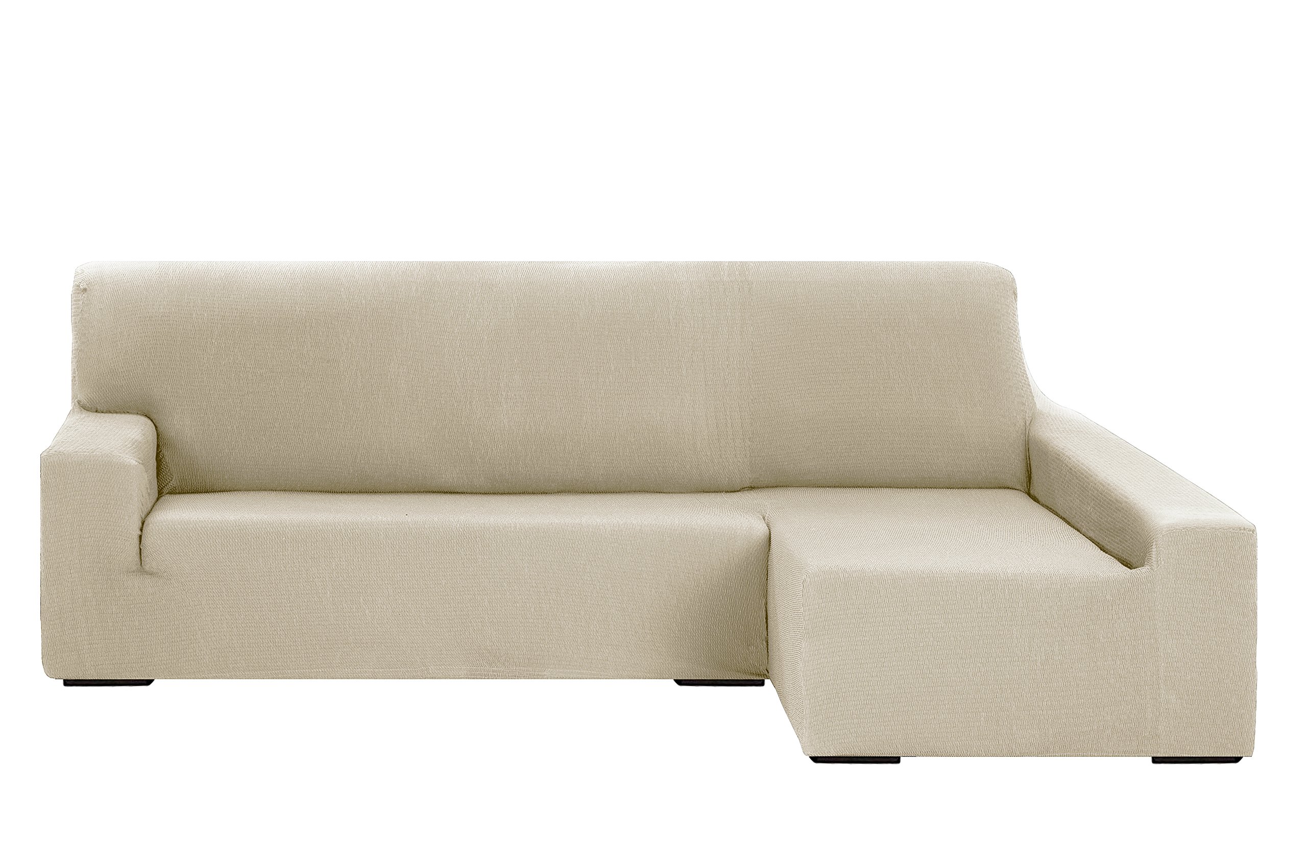 Martina Home - Elastischer Bezug für Sofa, Modell Túnez, Eckteil rechts, Stoff, Elfenbeinfarbe, 3-Sitzer, BRAZO DERECHO (visto de frente) 240 cm a 280 cm