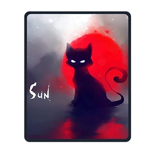 Präzise Nähte und dauerhafte Rote Sonne, Eine Schwarze Katze mit der Maus für Büro - und Männer und Frauen Das Spiel - Pads Rutschfesten gumminoppen Mousepad Wasserdicht - Mousepad