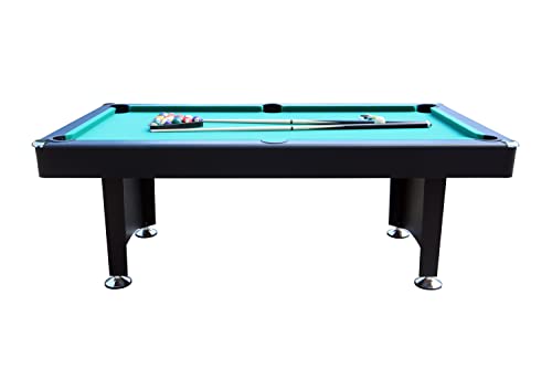 Premium Pool Billardtisch 7ft groß Tischbillard schwarz grünes Spieltuch mit Zubehör