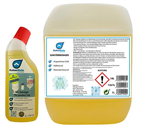 KaiserRein WC - Reiniger Unterhaltsreiniger für Jeden Tag 10 Kanister zum nachfüllen + 750 ml Flasche