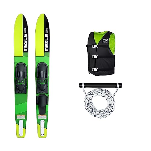 Mesle Wasser-Ski Set XPlore 157 cm mit Weste Promo + Leine Set, Anfänger und Fortgeschrittene Combo-Ski Ausrüstung für Jugendliche und Erwachsene