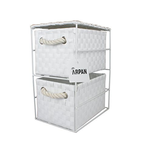 ARPAN Aufbewahrungsschrank mit 2 Schubladen, ideal für Zuhause/Büro/Schlafzimmer, 18 x 25 x 33 cm, Weiß