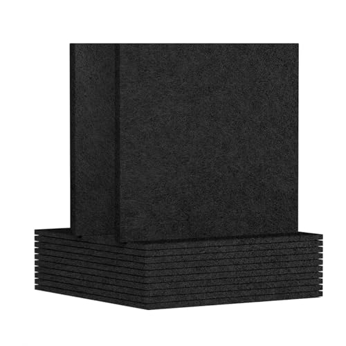 Funfob 12Er-Pack Akustikplatten, 12 X 12 X 0,3 Schallabsorbierende Wand- und Deckenplatten, für Zuhause, Aufnahmestudio, Schwarz
