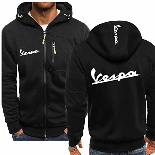 Herren-Hoodies Lässige Hoodies für Servizio Vespa -Druck mit Reißverschlusstaschen Full Zip Langarm-Sweatshirt Sport-Kapuzenjacke-A3||XL