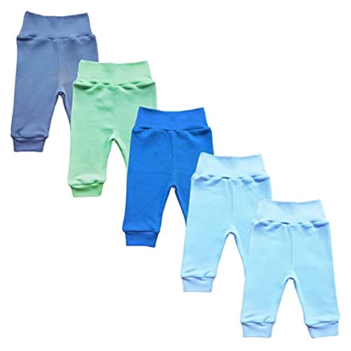 MEA BABY Unisex Baby Hose aus 100% Baumwolle im 5er Pack/Pumphose, Babyhose für Jungen Baby Hose für Mädchen, Schlupfhose (74, Jungen2)