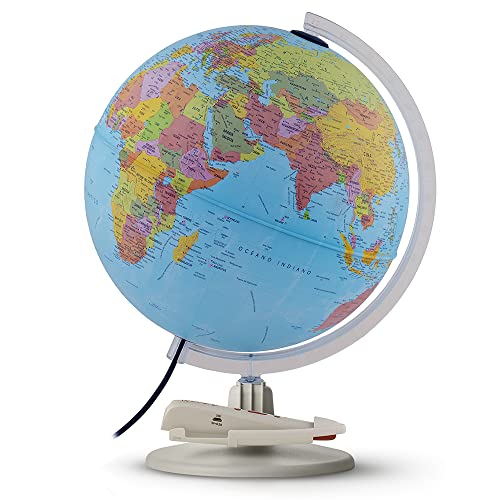 Tecnodidattica - Parlamondo| Interaktiver Globus für Kinder und Jugendliche | Leuchtende und drehbare Globus | Audiomusik-Stift | 6 Sprachen verfügbar | Politische Kartographie | Durchmesser 30 cm