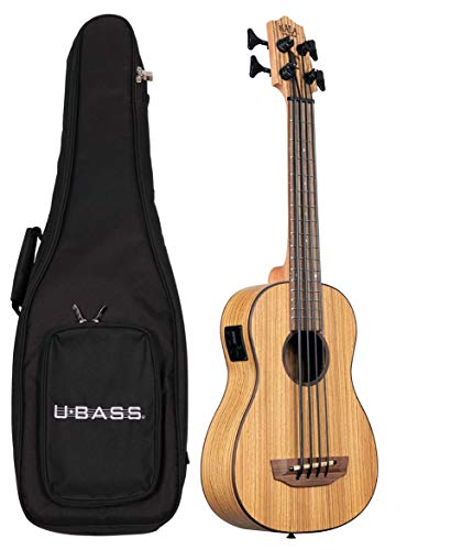 Kala U-BASS UBASS-ZEB-FS Bass-Ukulele mit gepolsterter Tasche, Zebraholz