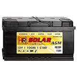 HR Solar AGM | 12V 100Ah Versorungsbatterie als Wohnmobilbatterie Bootsbatterie Solarbatterie Wohnwagenbatterie VRLA Vliesbatterie