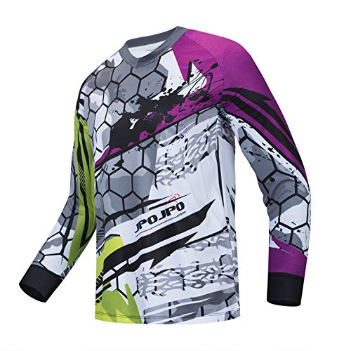 Radtrikot Herren Mountainbike Motocross Trikot Langarm MTB T-Shirt Downhill Tops Sport Rennbluse lila L.