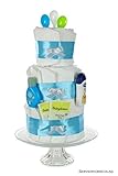 Windeltorte Junge blau - Geschenk zur Geburt,Taufe und Babyparty - Einzigartige Windeltorten von dubistda