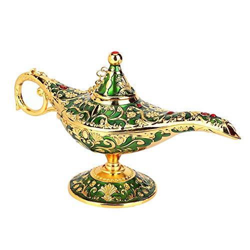 Vintage Collectable seltene Legende Aladdin Magic Genie Lampen Weihrauch Brenner Aladdin Wunderlampe Öllampe Arabische Genie Lampe Genie Licht für Home Table Dekoration & Geschenk(Grün)