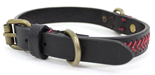 Rawlings Hundehalsband aus Leder, Baseballstich, Größe L, 58,4 cm, Schwarz