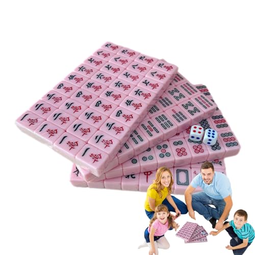 Huaxingda Mini-Mahjong-Spiel, Mahjong-Stein-Set - Leichte tragbare Mahjong-Sets mit klarer Gravur | Mini-Legespiel, Reisezubehör für Reisen, Schulen, Ausflüge, Schlafsäle