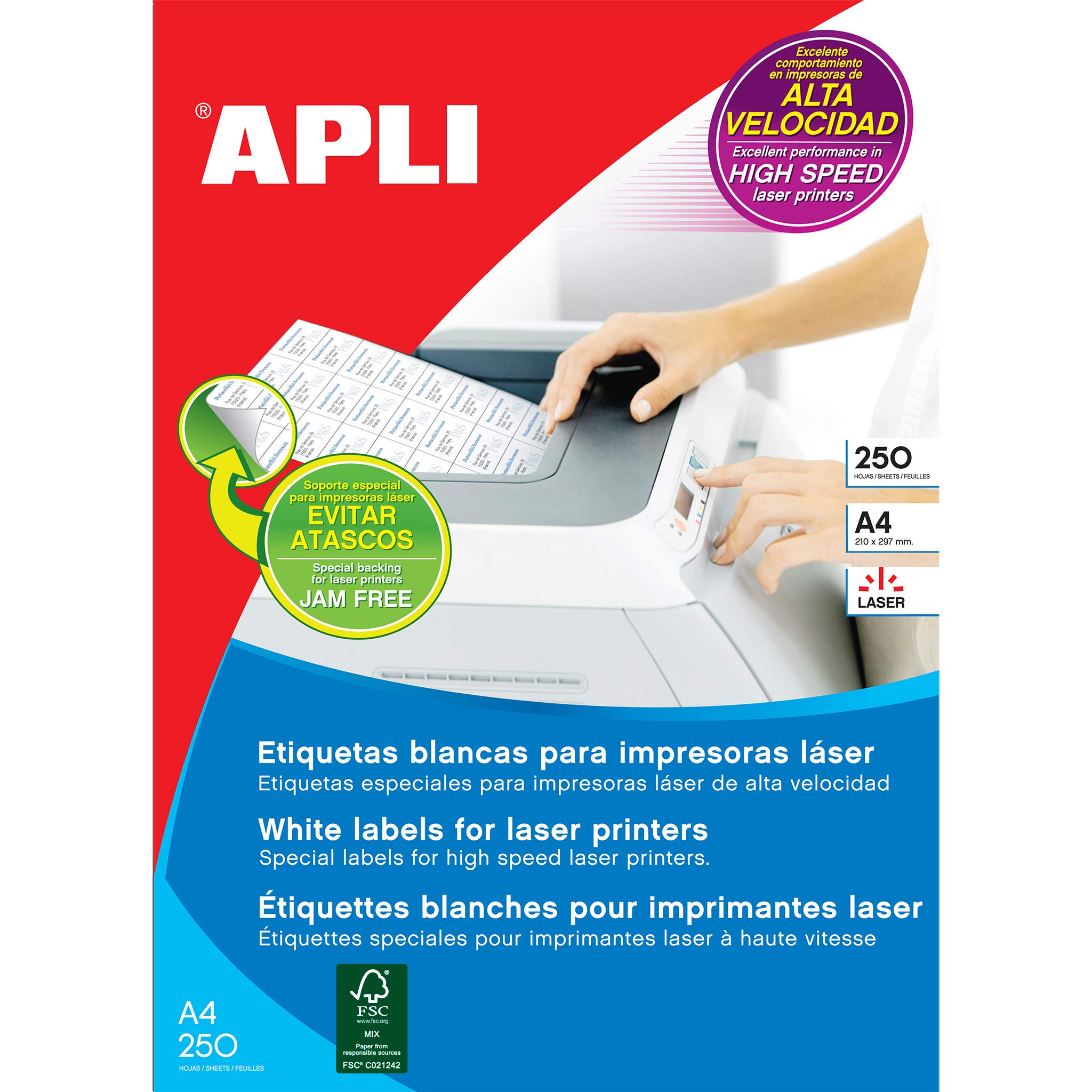 APLI 002518 Set 250 Etiketten Laser 52,5 x 29,7 mm weiß