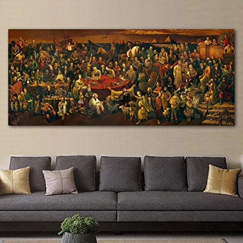 Berühmtes Kunstwerk auf Leinwand, Gemälde, das die göttliche Komödie mit Dante bespricht, Wandkunst, Bilder, Druck, Poster für Wohnzimmerdekoration, 60 x 120 cm, rahmenlos