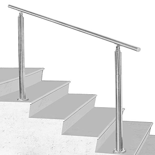 SWANEW Handlauf Edelstahl, 160 cm gebürsteter Edelstahl, Treppengeländer mit ohne Querstreben für den Einsatz im Innen- und Außenbereich