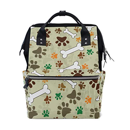 Wowprint Wickeltasche, niedliches Tier-Hundepfoten-Motiv, große Kapazität, Organizer, multifunktionaler Reise-Rucksack für Babypflege