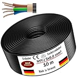 Erdkabel Stromkabel 5m, 10m, 20m, 25m oder 30m NYY-J 5x6mm² Elektrokabel Ring zur Verlegung im Freien, Erdreich (10m)