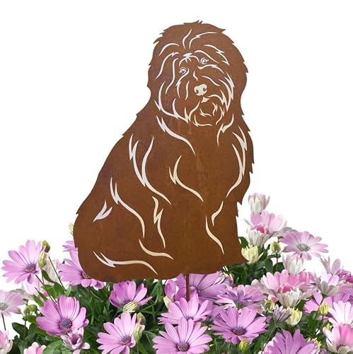 Terma Stahldesign Edelrost Hund Bobtail, Handmade Germany, tolle gartendeko aus Rost-Metall, deko rostoptik, Rostfiguren Tiere, rostfiguren Garten, Rostdeko